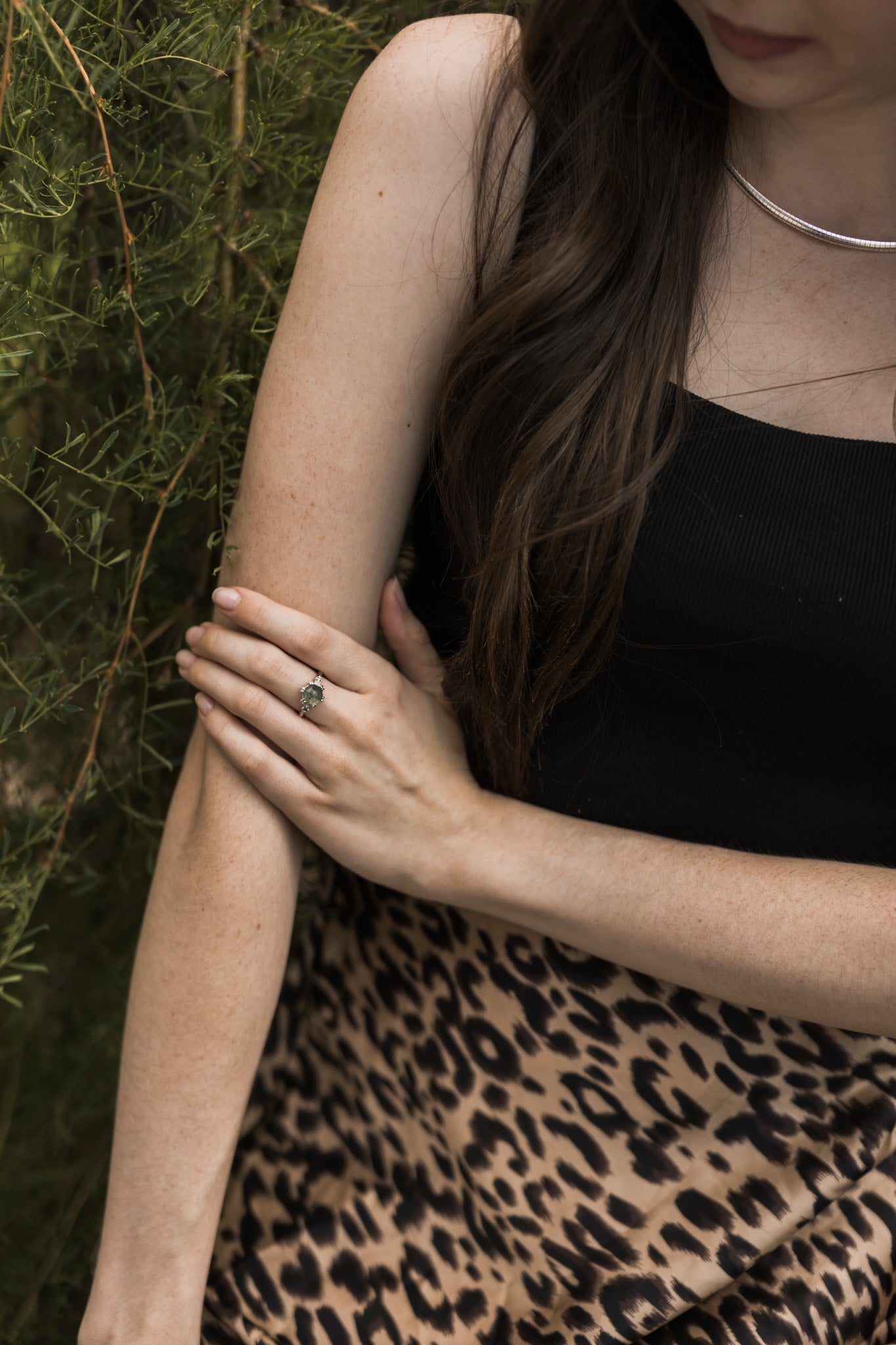 In The Forest Moss Agate Diamond Ring
