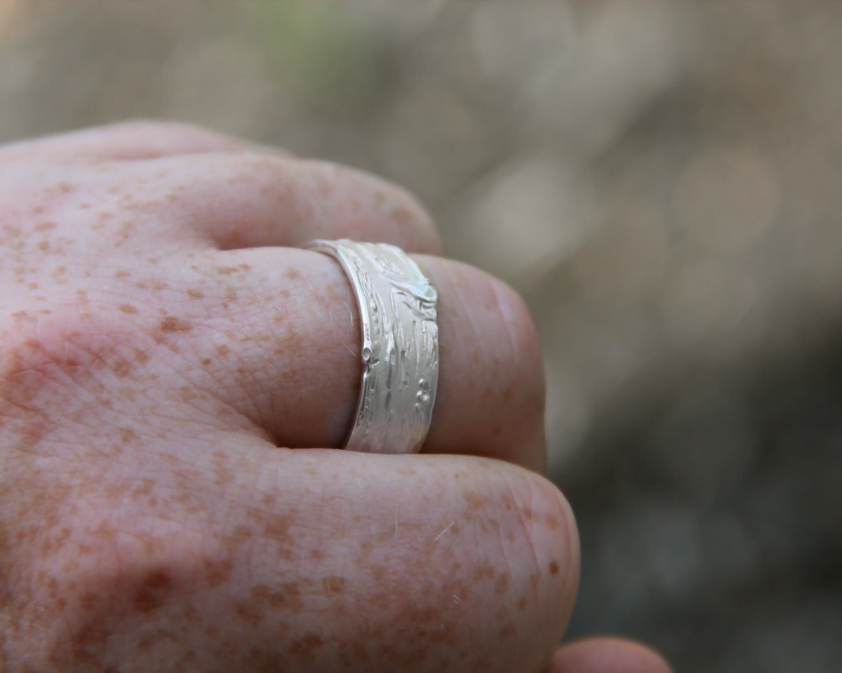 Silver Ring, Wide Birch Band