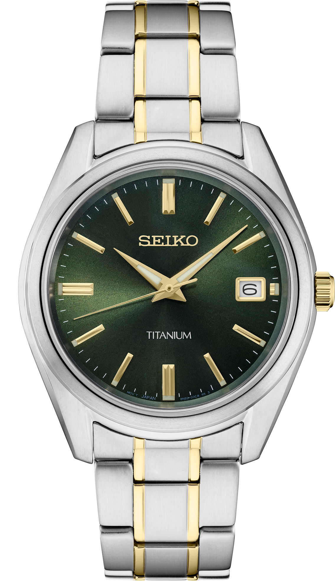 SEIKO Men's Titanium Two-Tone Green Dial Watch SUR377 – Wexford