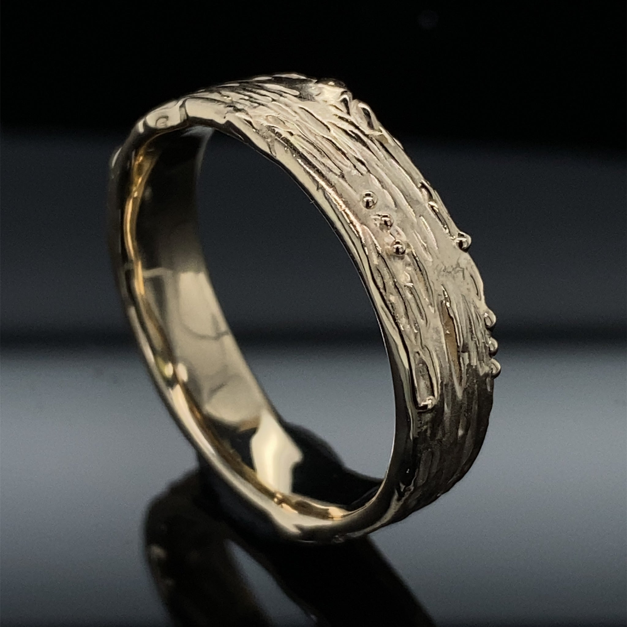 Yellow Gold Ring, Medium Birch Band