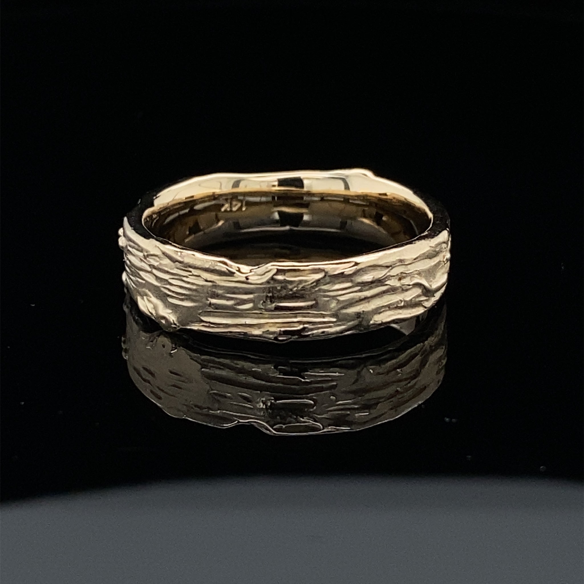 Yellow Gold Ring, Medium Birch Band