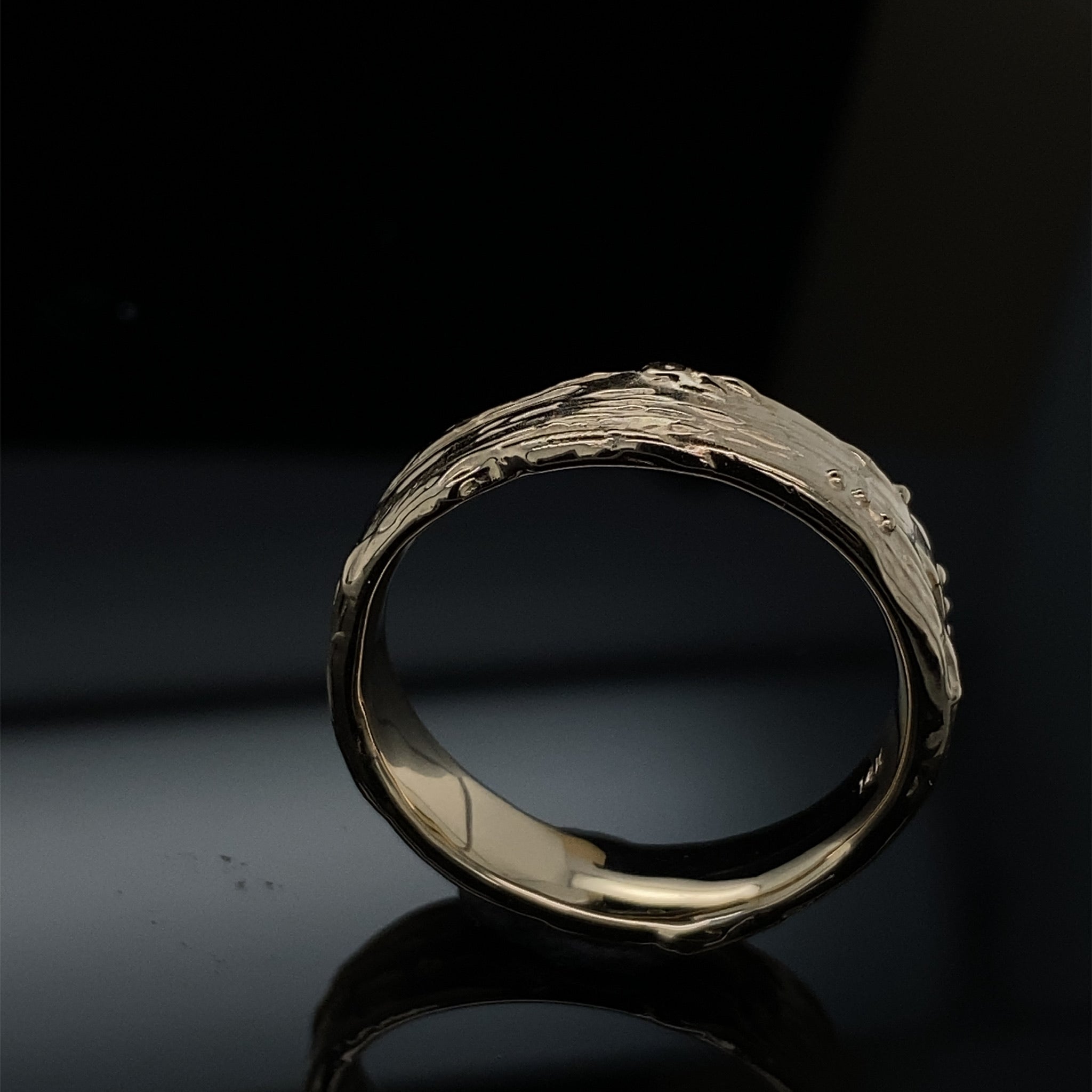 Yellow Gold Ring, Medium Birch Band