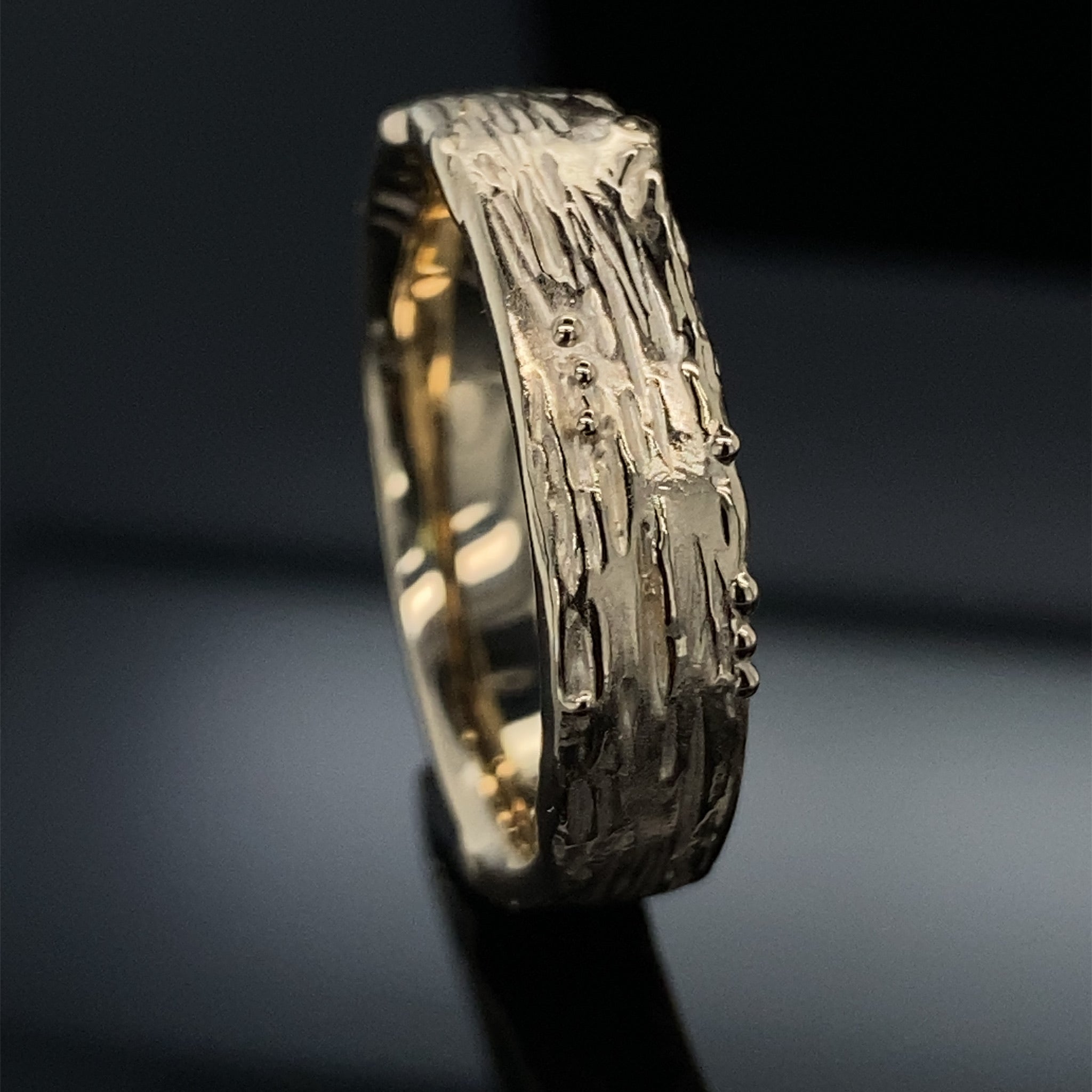 Yellow Gold Ring, Medium Birch Band