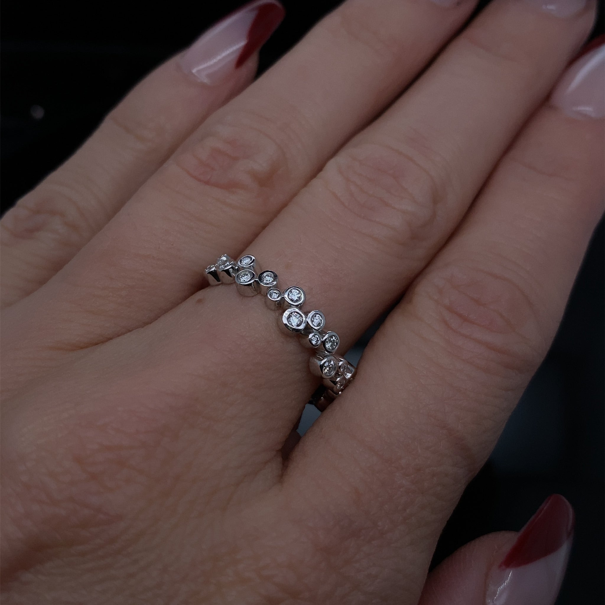 .20ct 14k Diamond Band White Gold Bubble Ring