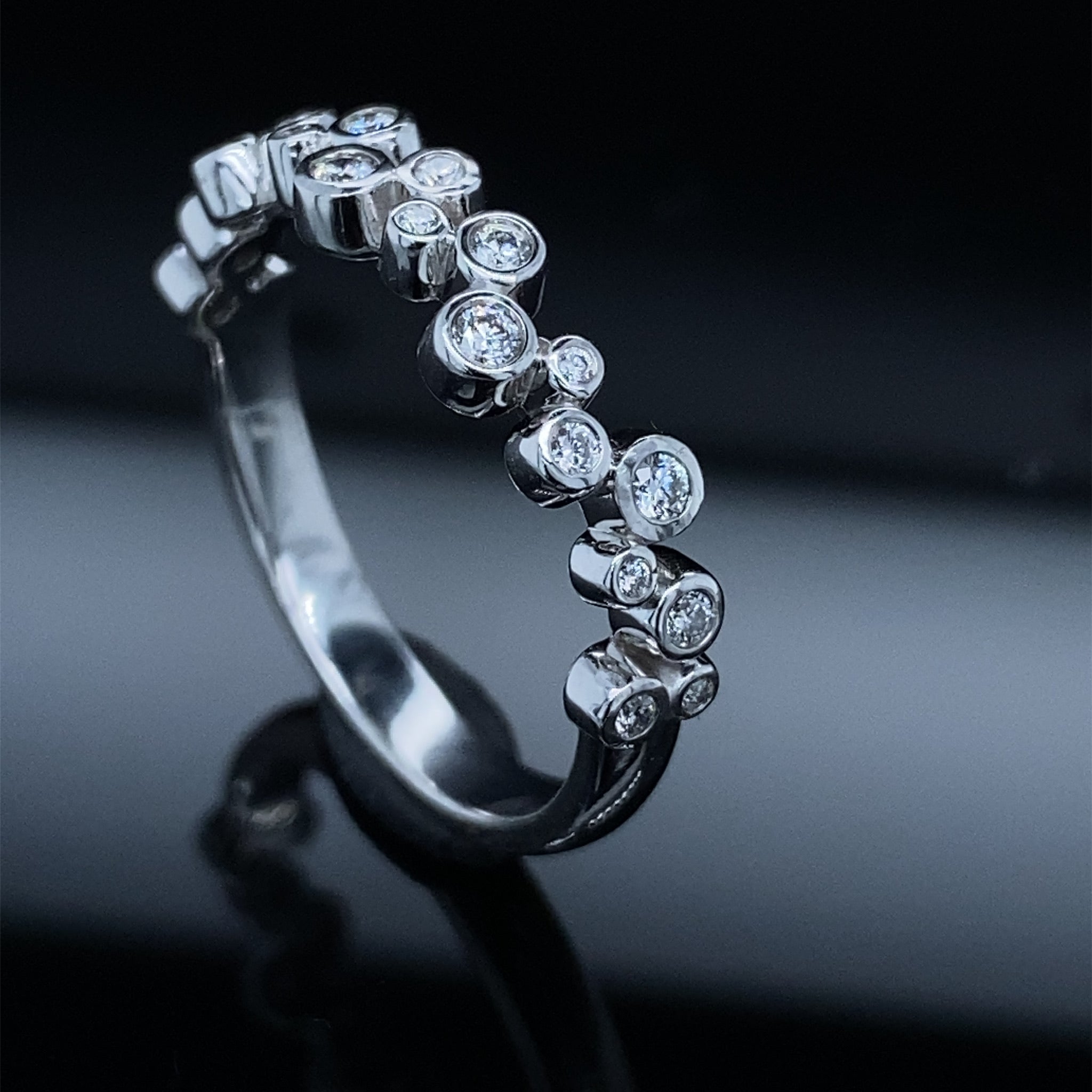 .20ct 14k Diamond Band White Gold Bubble Ring