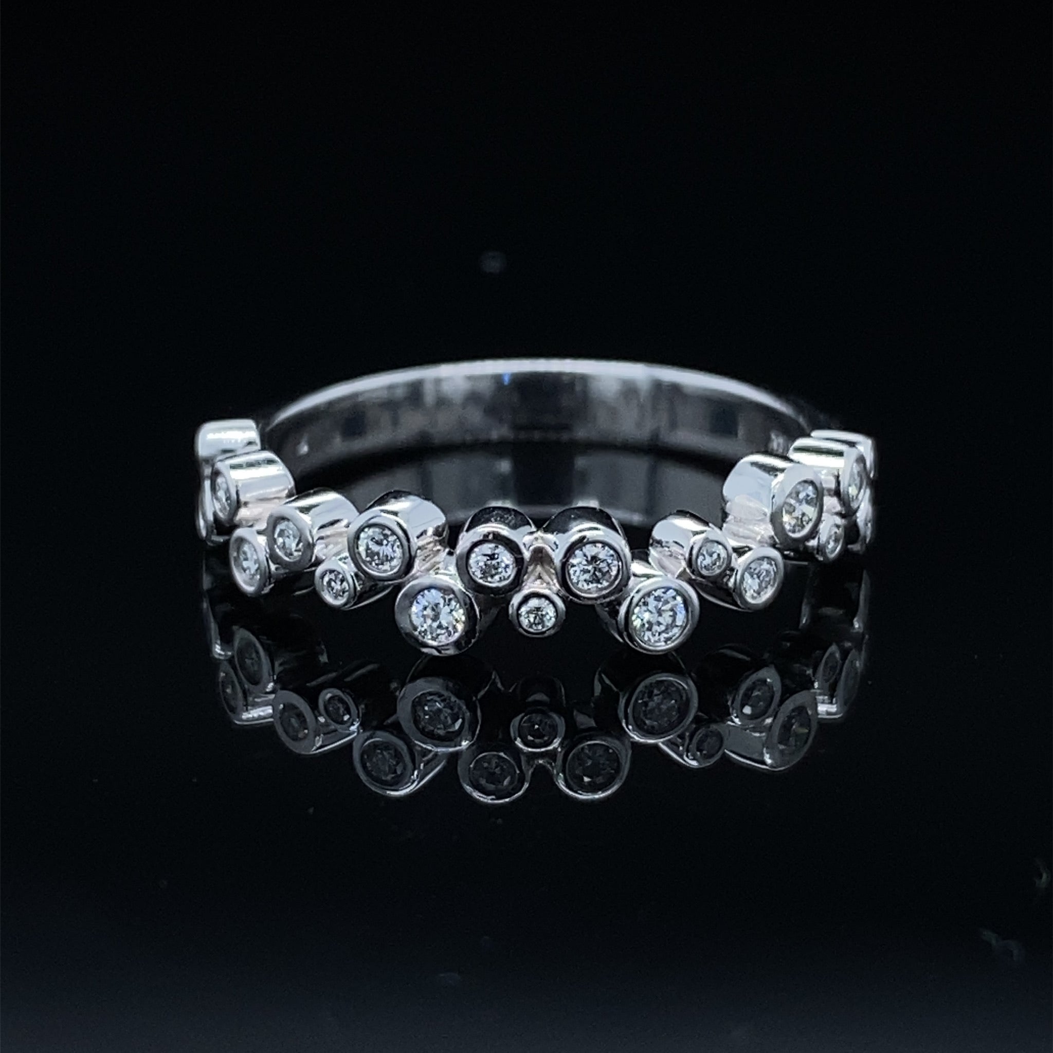 .20ct 14k Diamond Band White Gold Bubble Ring