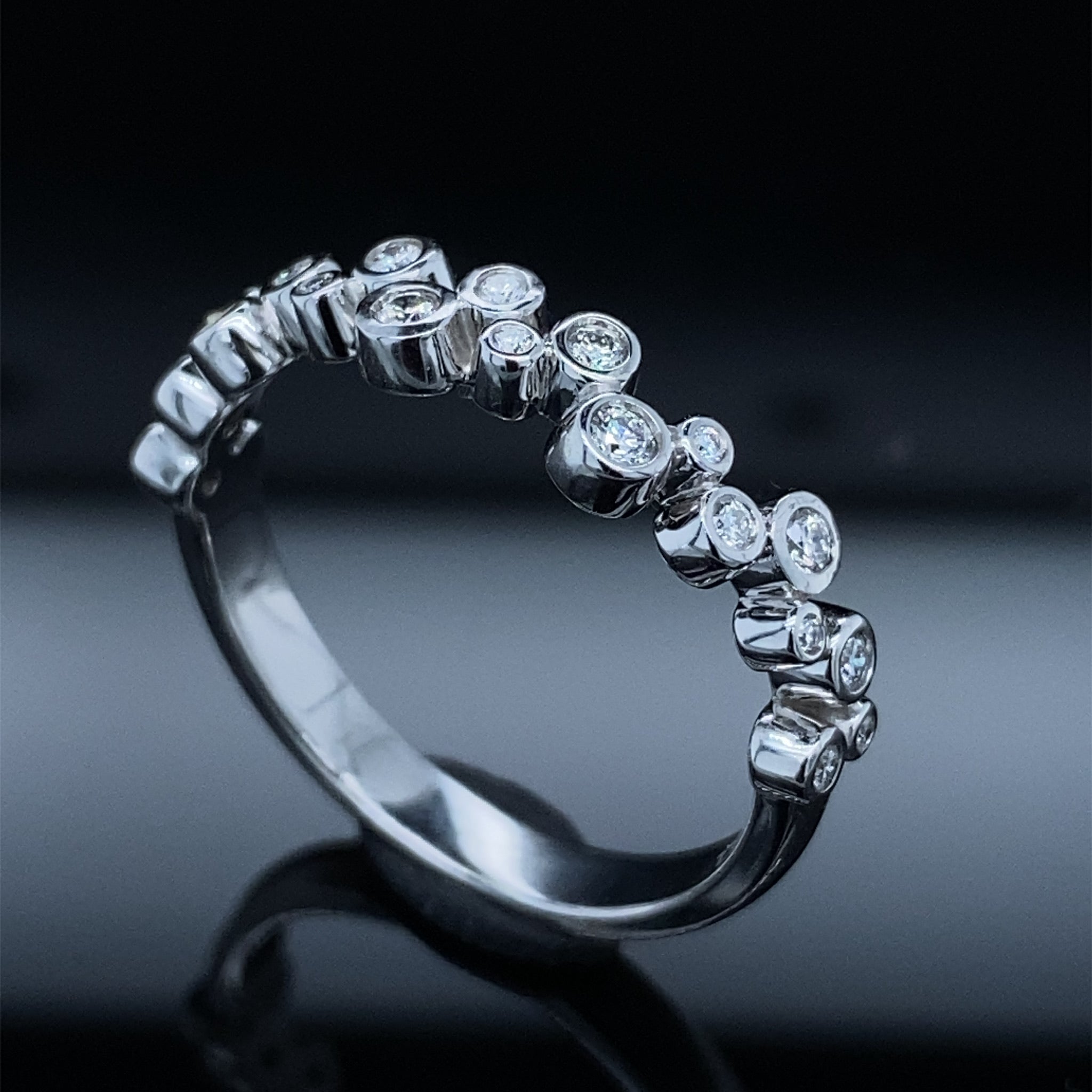 .20ct 14k Diamond Band White Gold Bubble Ring