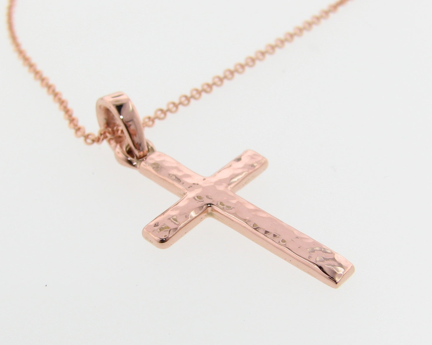 Hammered Cross Pendant, Rose Gold