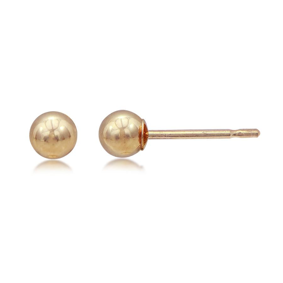 14K Yellow Gold 4mm Ball Stud Earrings