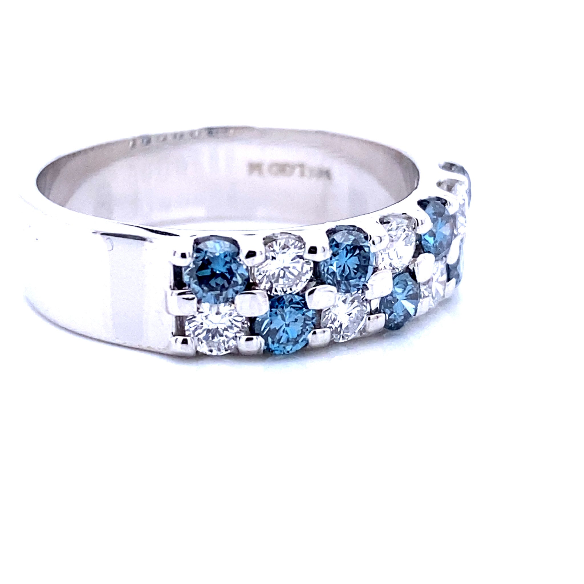 Sustainable Blue and White Double Diamond Band