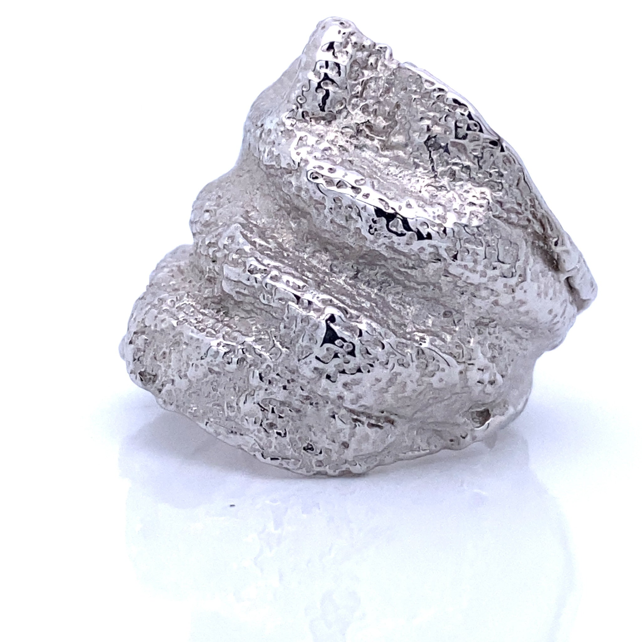 Crumpled Linen Texture Wide Sterling Silver Band