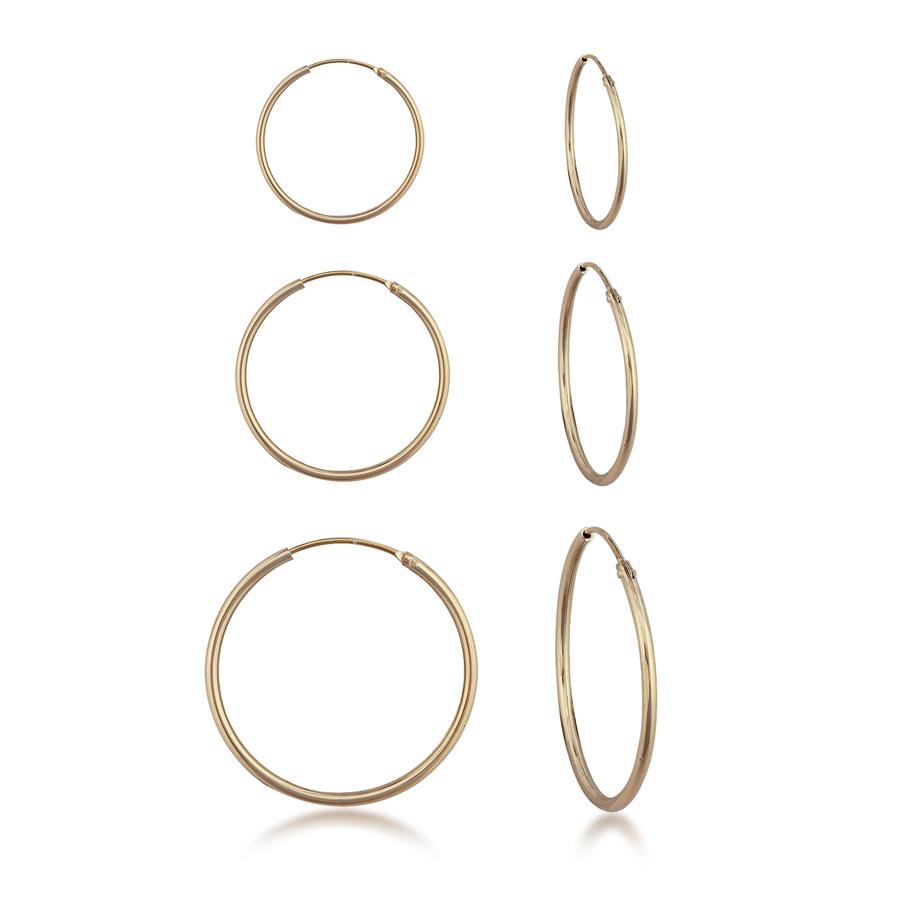 14K Yellow Gold
10,12 & 14mm Hoop Earring Set