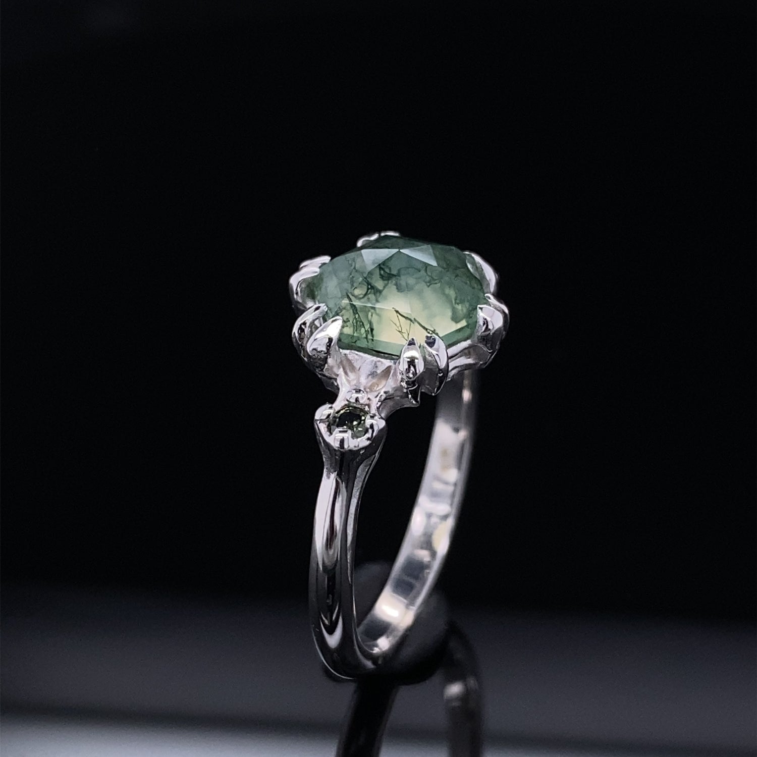 In The Forest Moss Agate Diamond Ring