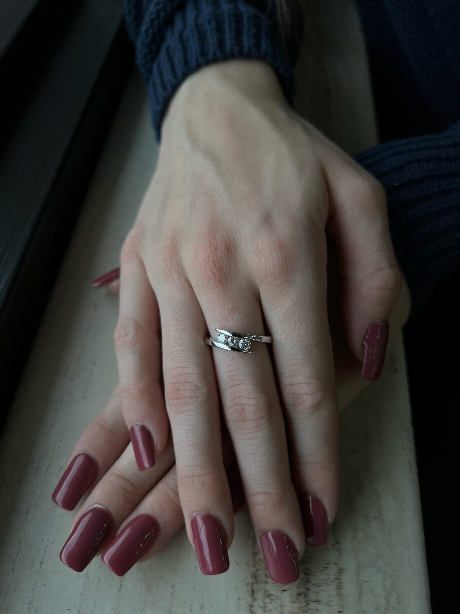 Sleek Three Stone Diamond Bypass Ring 1ct