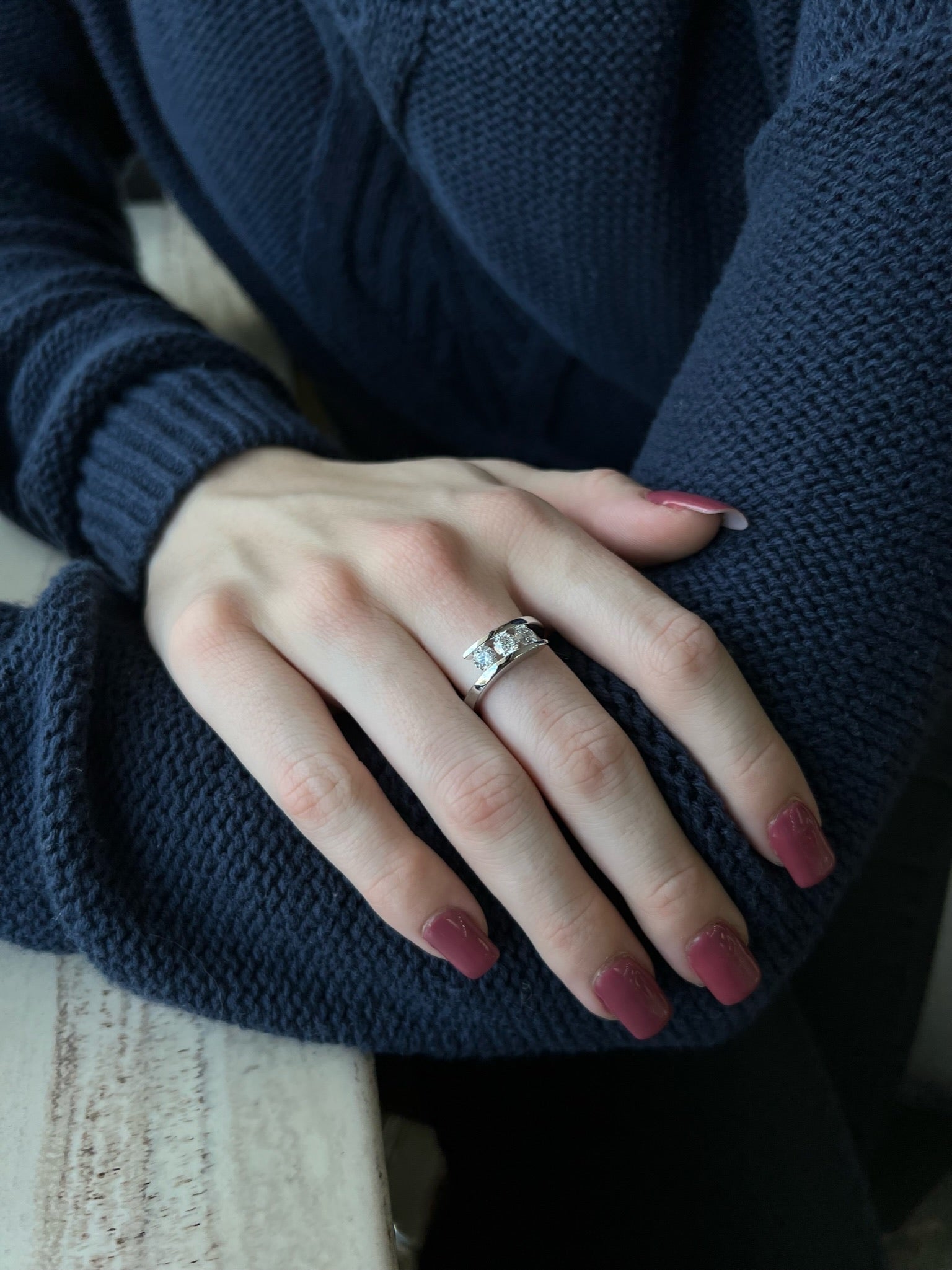 Sleek Three Stone Diamond Bypass Ring 1ct