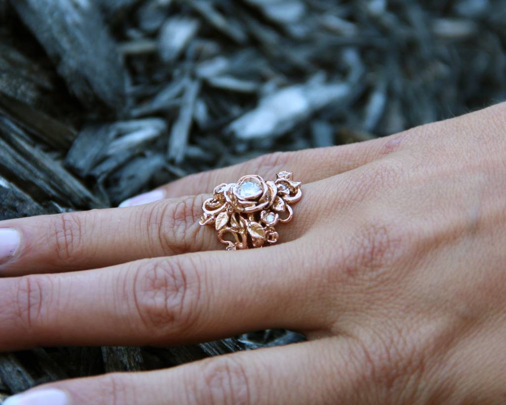 Diamond Rose Gold Wedding Ring Set, Jane Rose