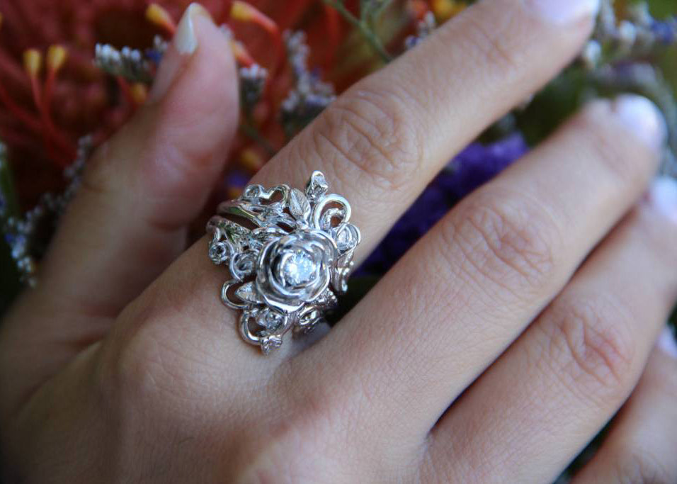 Diamond White Gold Wedding Ring Set, Jane Rose