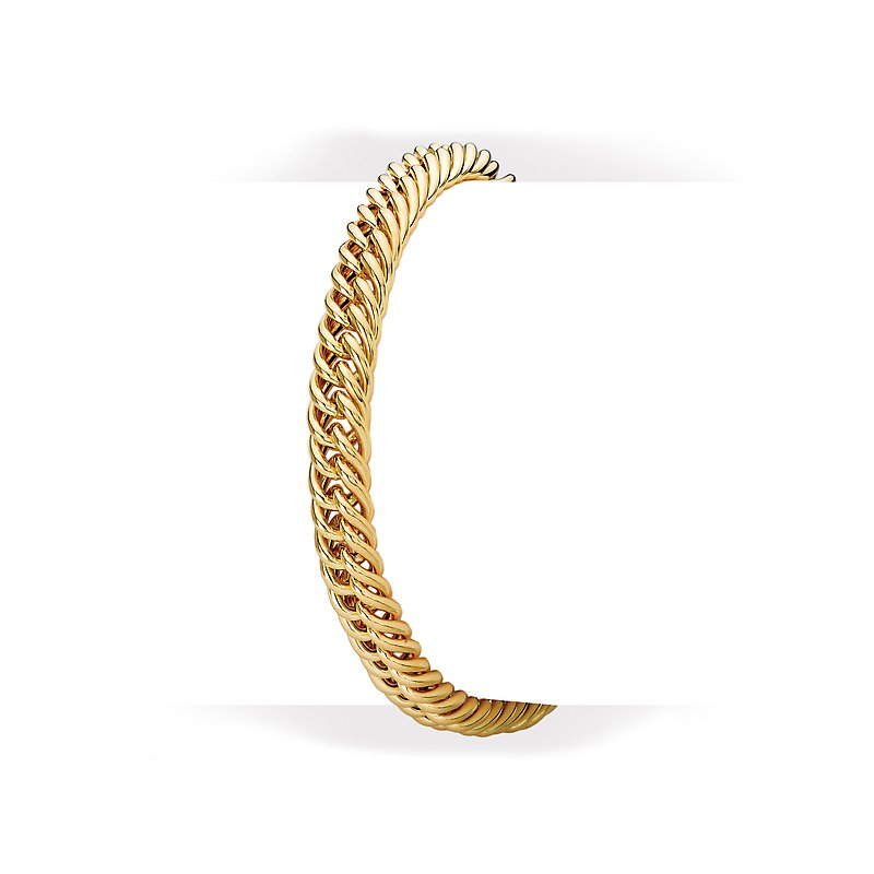 Weaved Curb Link Gold Plated Silver Bracelet