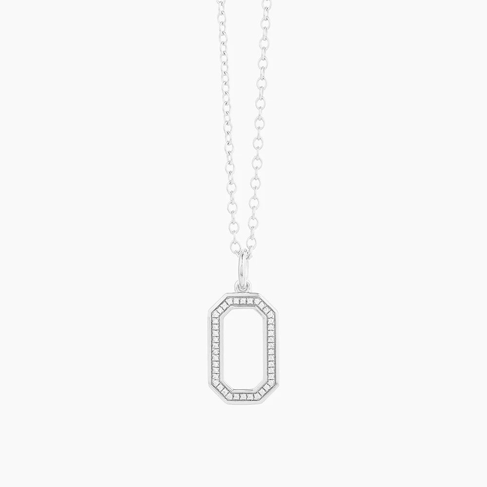 Geo Frame Diamond Pendant Necklace