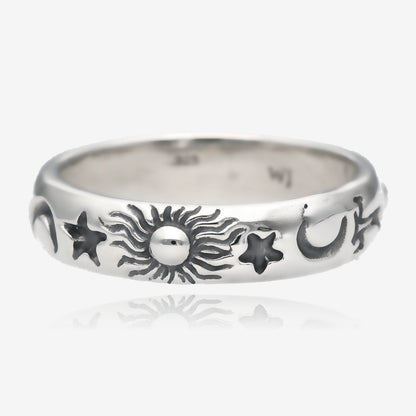 Silver Solar System Celestial Band, Medium Width