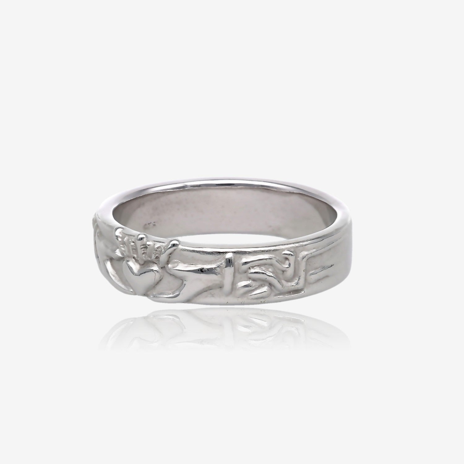 Silver Wedding Band, Claddagh Ring