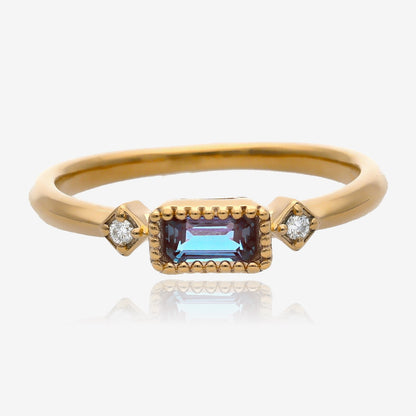 Radiant Elegance: Diamond Accented Gold Birthstone Ring