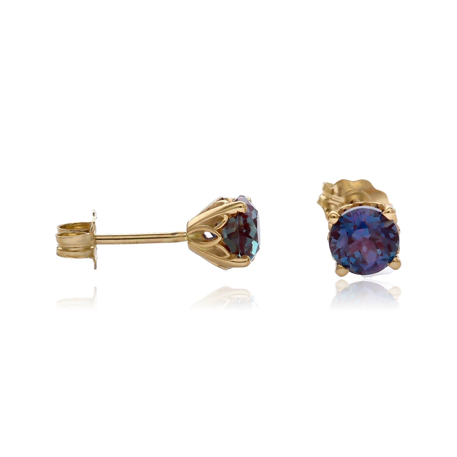 Alexandrite Earrings in Yellow Gold Lotus Setting