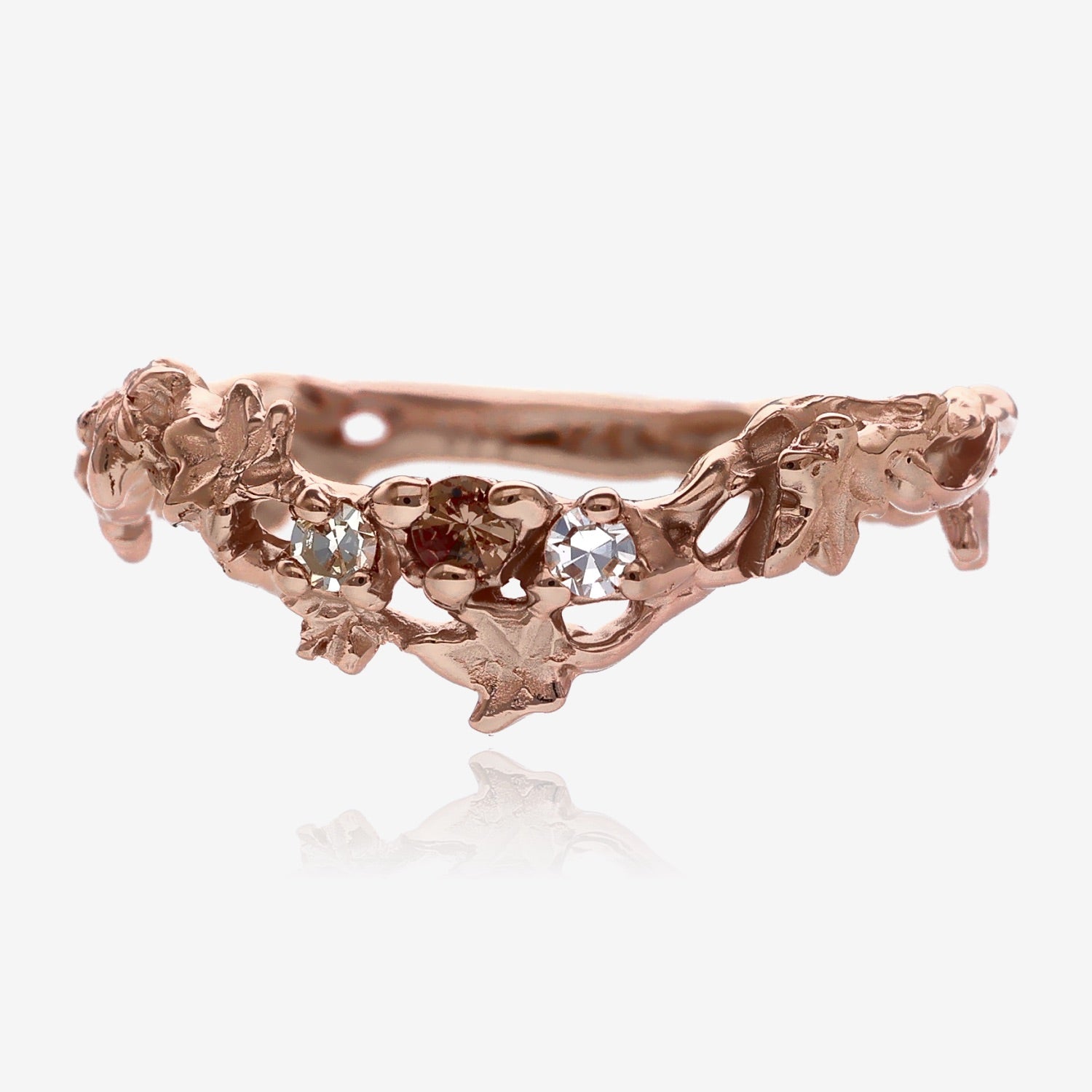 Morganite Rose Gold Enchanted Forest Wedding Set