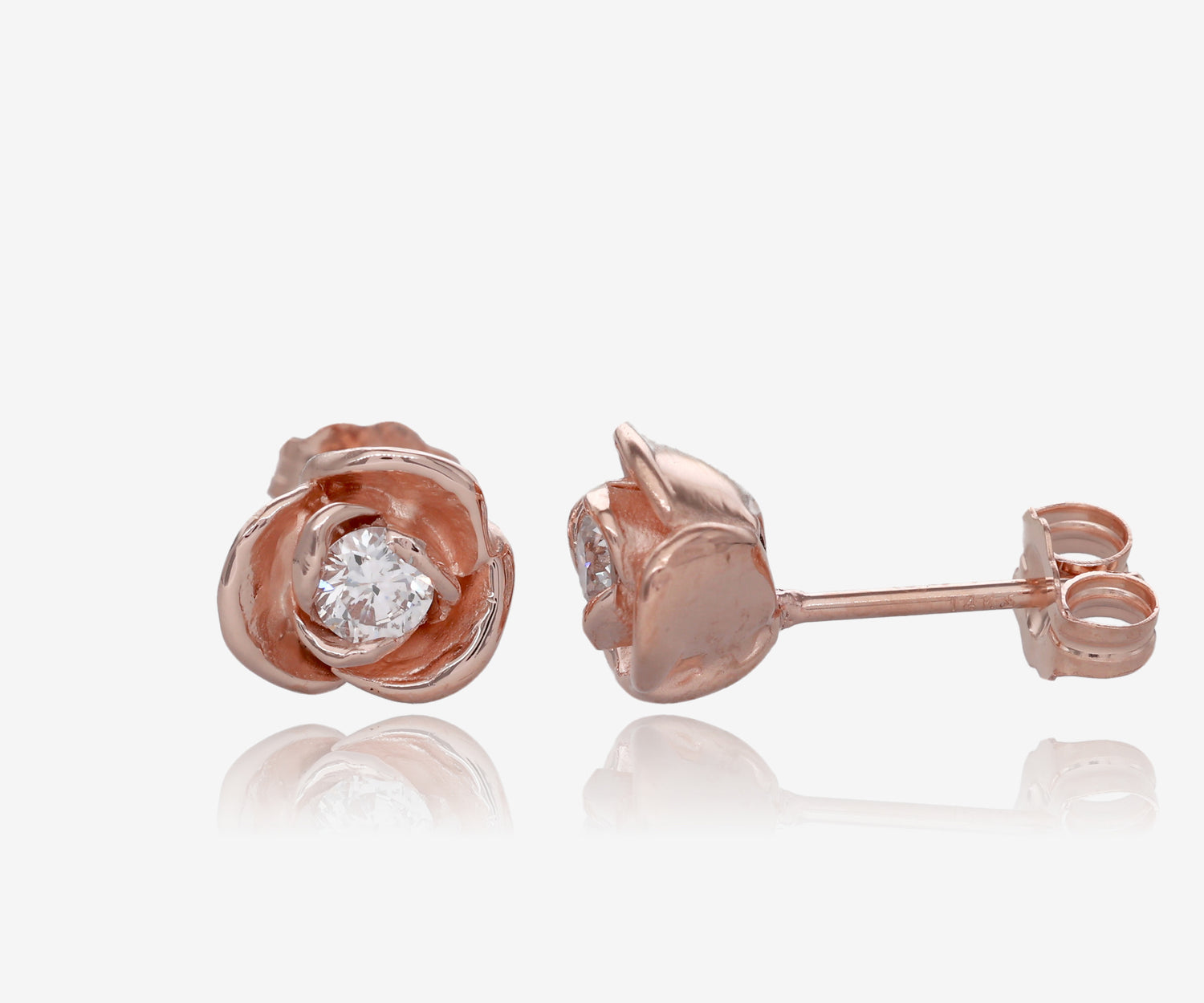 0.24ct TDW Diamond Earring Studs Rose Gold, Petite Rosebud