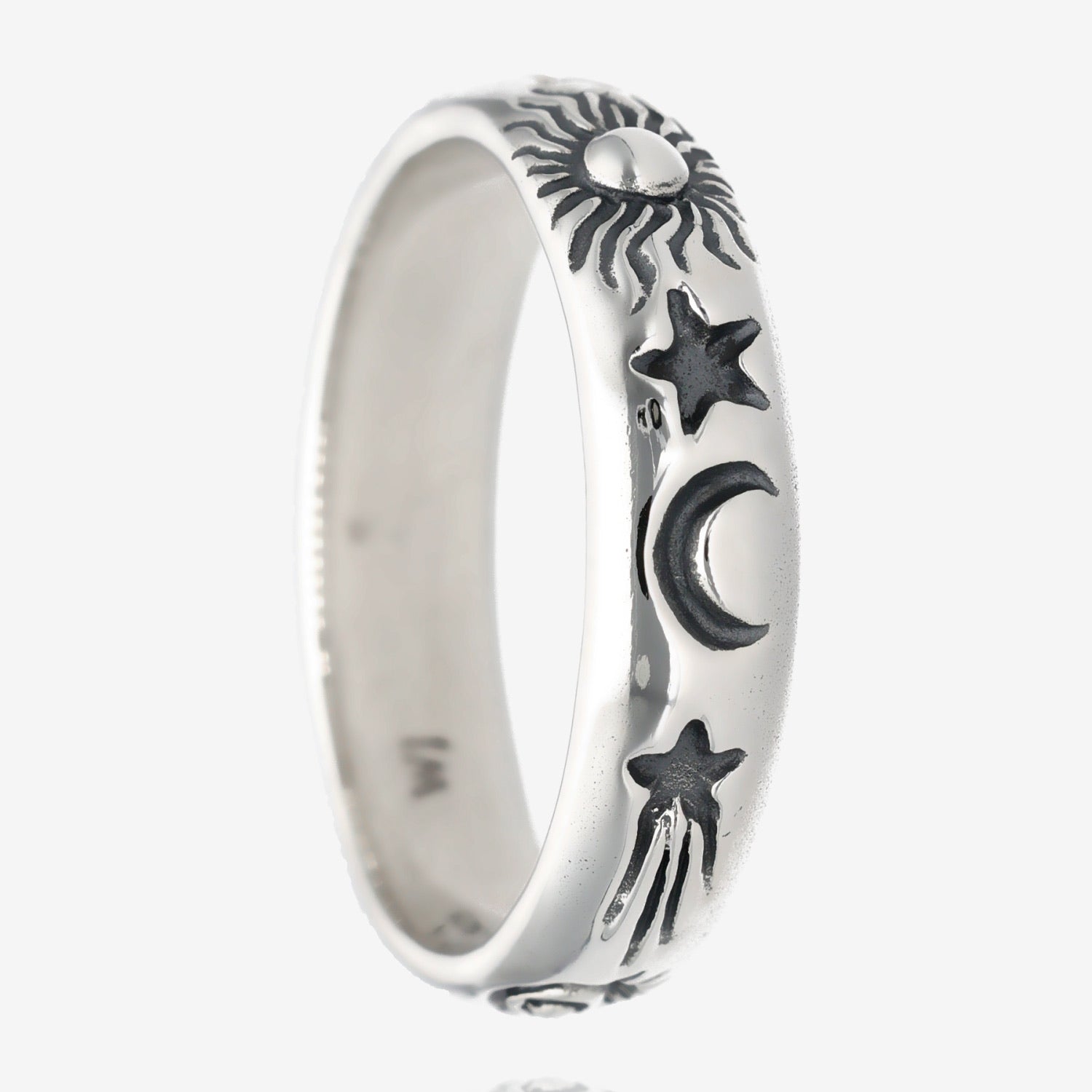 Silver Solar System Celestial Band, Medium Width