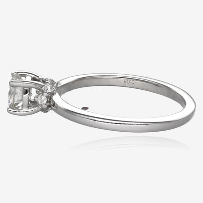 Diamond Accented Euro Cut Solitaire Engagement Ring