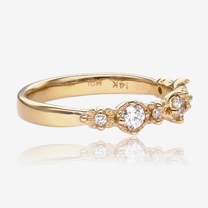 Handmade Treasure Band in Twinkling White Moissanite 14k Yellow Gold