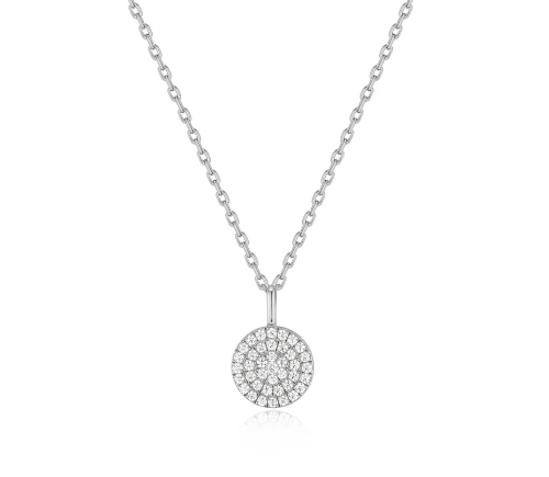 White Glam Disc Pendant Necklace