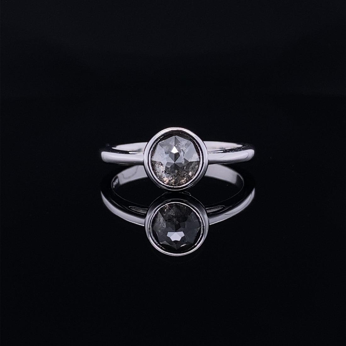 Salt &amp;amp; Pepper Diamond Bezel Set Ring