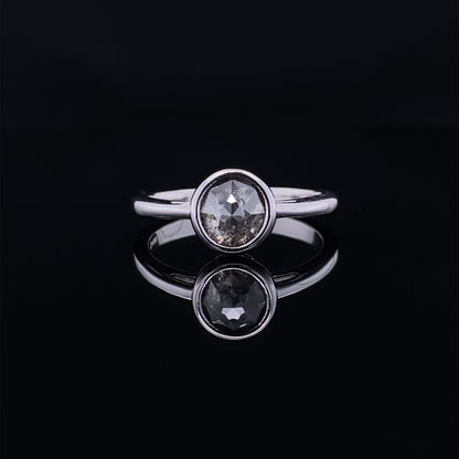 Salt &amp;amp; Pepper Diamond Bezel Set Ring