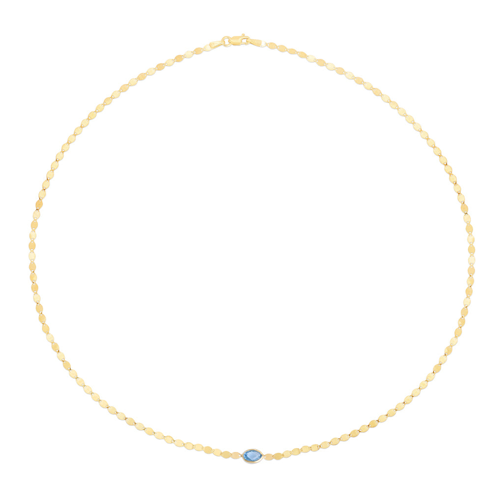 Checkerboard Cut Gemstone Mirrored Chain 14K Necklace