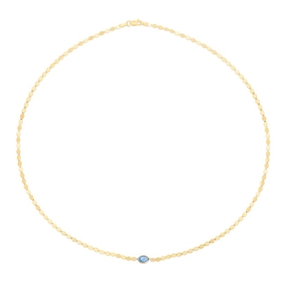 Checkerboard Cut Gemstone Mirrored Chain 14K Necklace