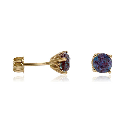 Alexandrite Earrings in Yellow Gold Lotus Setting