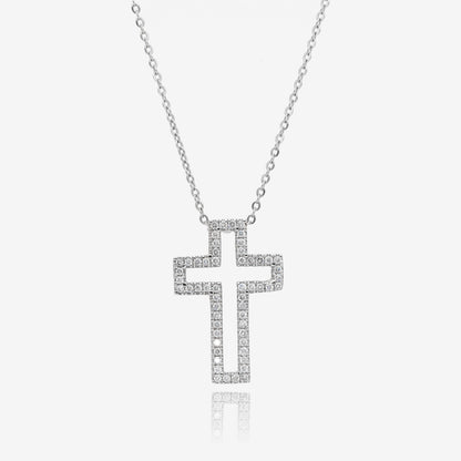 10k Two Tone Diamond Interchangeable Cross Pendant