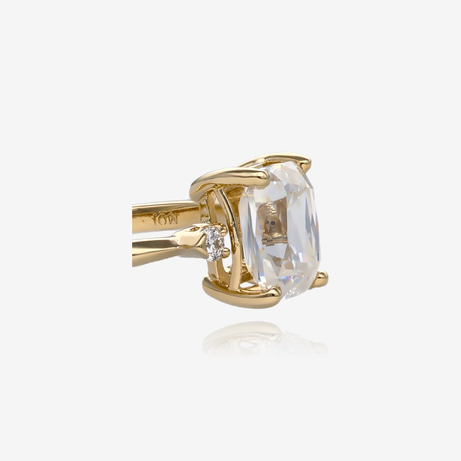 Tesseract Ring in Moissanite and Yellow Gold