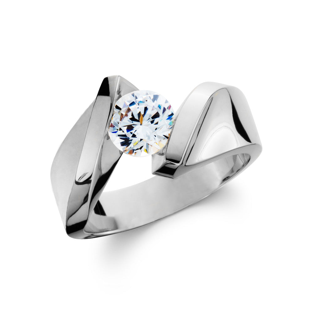 Timeless Bypass Semi Mount White Gold Ring