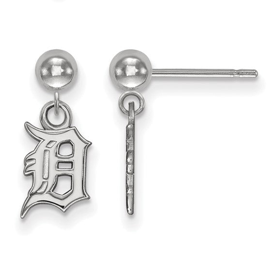 Detroit Tigers D Silver Dangle Stud Earrings