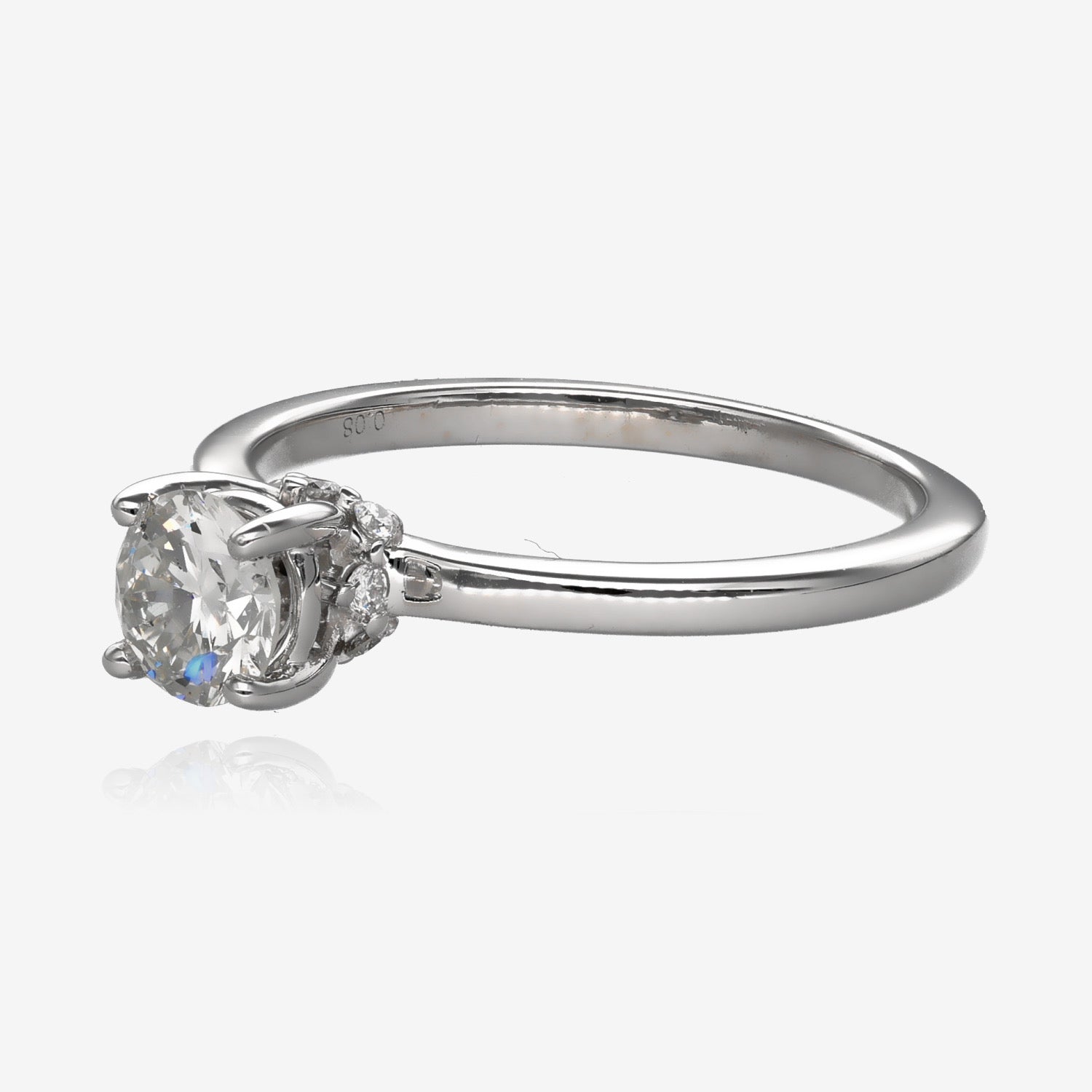 Diamond Accented Euro Cut Solitaire Engagement Ring