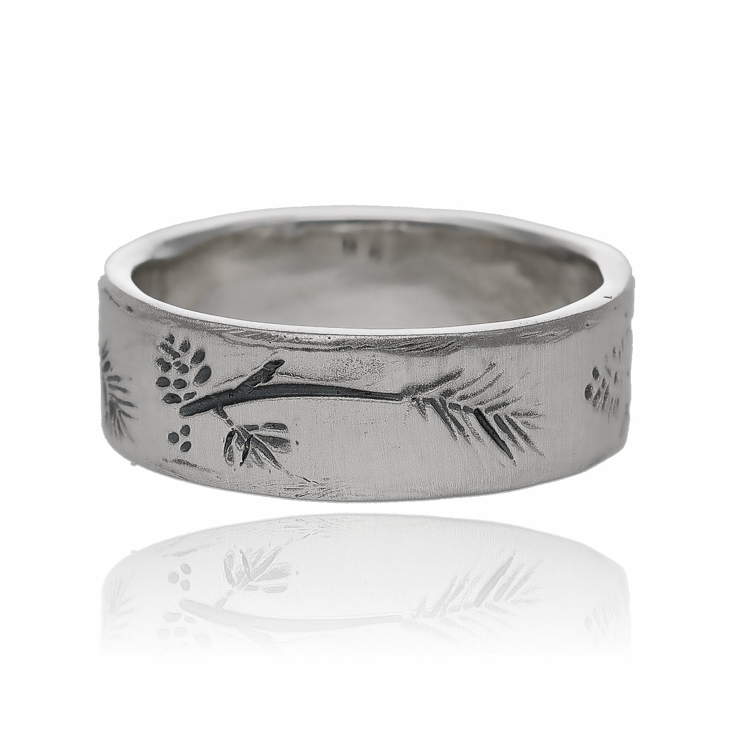 Silver Ring, Ponderosa Pine Band Antiqued