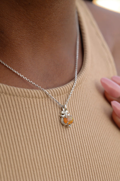 Whimsy Golden Opal Silver Pendant