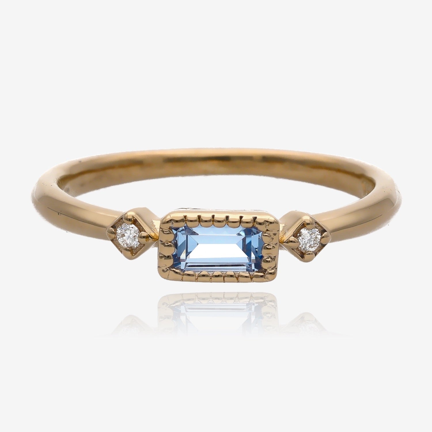 Radiant Elegance: Diamond Accented Gold Birthstone Ring