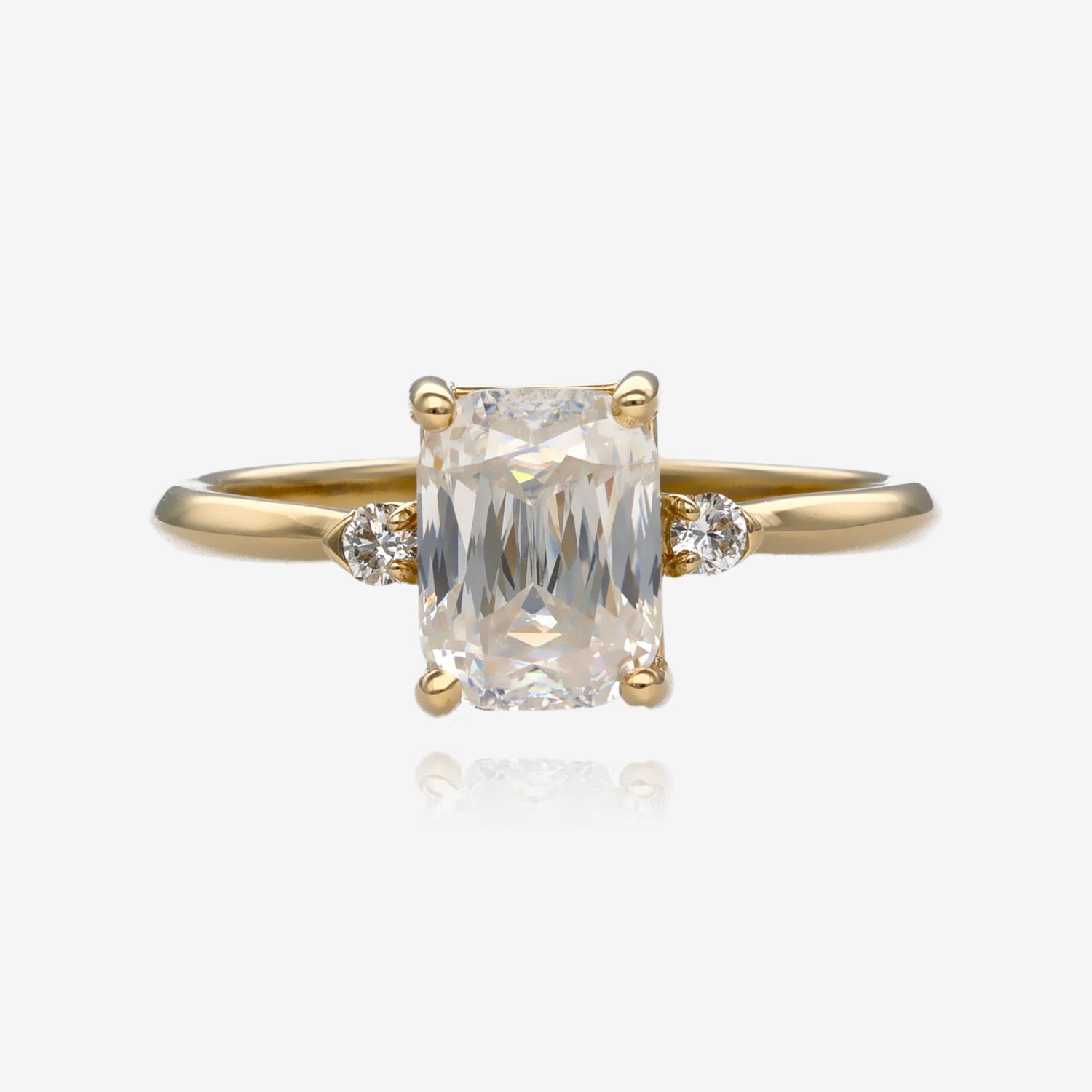 Tesseract Ring in Moissanite and Yellow Gold