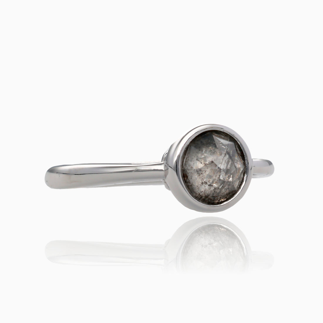 Salt &amp; Pepper Diamond Bezel Set Ring