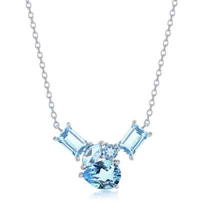 Multi-Shaped Blue Topaz Cluster Necklace