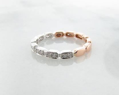 Rose White Gold Two Tone Diamond Stacking Ring, Gondola